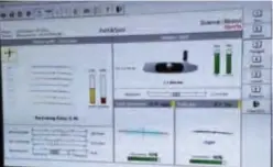  ??  ?? SAM Putt Lab analyses aim, direction, pathspot, rotation, launch, dynamics