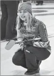  ?? ERIC MCCARTHY/JOURNAL PIONEER ?? Chloé McCloskey watches her rock during P.E.I. Scotties women’s curling action in Alberton. It’s her first time skipping at the Scotties.