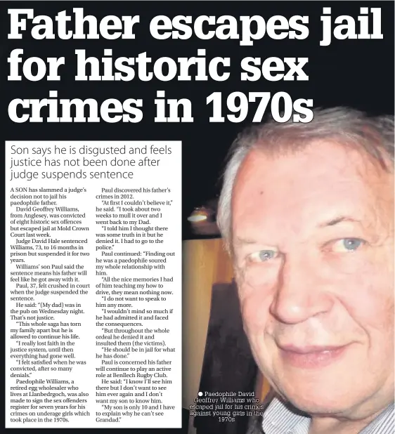  ??  ?? Paedophile David escaped jail for his crimes against young girls in the
1970s