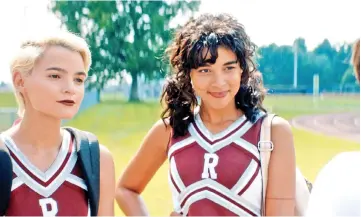  ??  ?? Sadie (Hildebrand), left, and McKayla (Shipp) are high school classmates and amateur crime reporters in a small Midwestern town who get pointers to go on their own killing rampage in the horror-comedy ‘Tragedy Girls’. — Courtesy of Gunpowder & Sky