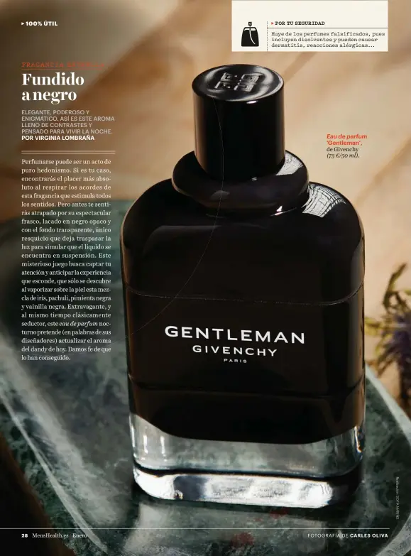  ??  ?? Eau de parfum‘Gentleman’,de Givenchy(73 €/50 ml).