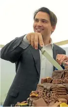  ??  ?? Simon Bridges at the Blue Pacific Minerals expansion.