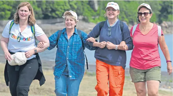  ?? Picture: George McLuskie. ?? From left: Sarah Brown, Sandi Toksvig, her wife Debbie and Arabella Weir are taking on the Fife Coastal Path.