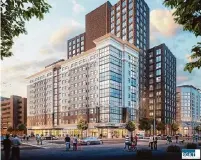  ?? IHG Hotels & Resorts ?? The Merritt Developmen­t Group and Peachtree Group want to build a $58 million hotel near Main Plaza. The Historic and Design Review Commission gave its initial approval last week on the condition that the design, criticized by city staff, is refined.