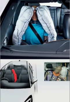  ??  ?? Alors que les progrès réalisés dans le domaine de la sécurité passive ont largement contribué à réduire les blessures, les constructe­urs continuent à innover. Mercedes réfléchit à un double coussin en forme d’aile alors que des citadines inaugurent un airbag central évitant aux occupants des places avant de se percuter, en cas de collision latérale.