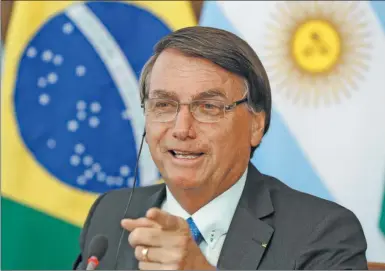  ?? CEDOC PERFIL ?? BOLSONARO. El jefe de Estado brasileño dialogó esta semana por primera vez con Alberto Fernández.