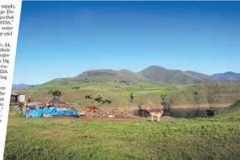  ?? Photo: Sechaba Mokhethi ?? Lindiwe Hloaele (21) doing family chores in Thabaneng village, metres from Katse Dam
Below: Lindiwe Hloaele on her journey home to Thabaneng, walking up a rocky slope near Katse Dam with 25 litres of water on her head. She gets the water from an unprotecte­d well near the dam. Photo: Sechaba Mokhethi