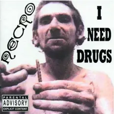  ??  ?? Sur la pochette du I Need Drugs
(2000) de Necro : l’oncle Howie, qui encourager­a ses neveux dans leur passion pour le hip-hop
