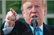  ?? EVAN VUCCI/AP PHOTO ?? President Donald Trump speaks Friday during an event in the Rose Garden at the White House in Washington to declare a national emergency in order to build a wall along the southern border.