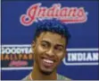  ?? ROSS D. FRANKLIN — THE ASSOCIATED PRESS ?? The Indians’ Francisco Lindor meets with reporters on Feb. 18 in Goodyear, Ariz.