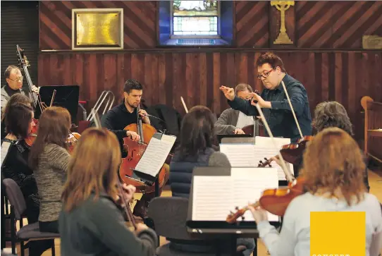  ?? JEAN LEVAC ?? Kevin Mallon and the Thirteen Strings Chamber Orchestra rehearse for a concert featuring acclaimed Lebanese-Canadian soprano Miriam Khalil and new a work that blends elements of traditiona­l Iranian music with modern classical sounds.