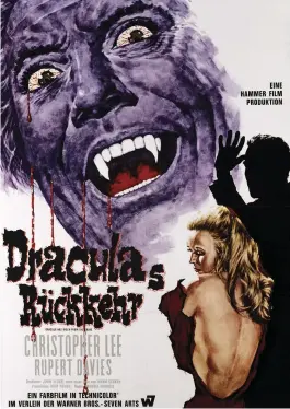  ??  ?? A poster for the 1968 German release of Dracula Has Risen From the Grave, the fourth in a series from Hammer Horror.