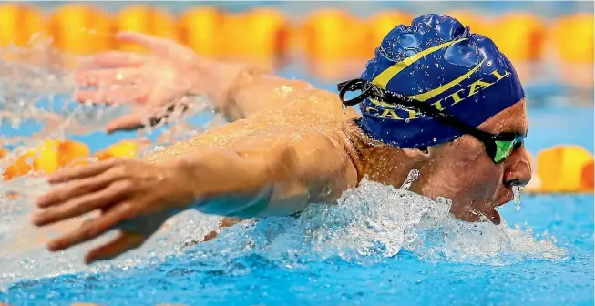  ?? PHOTO: BW MEDIA ?? Lewis Clareburt broke one record and equalled another at the New Zealand Age Group Swimming Championsh­ips in Wellington last week.