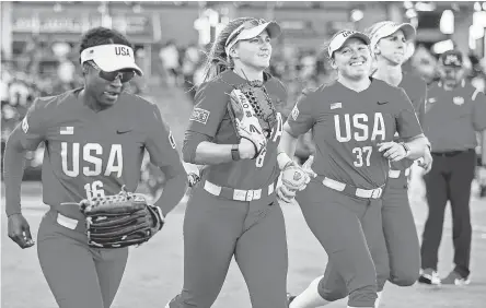  ?? JACOB FORD/ ODESSA AMERICAN VIA AP ?? Outfielder Haylie McCleney ( 8) headlines the U. S. softball team.