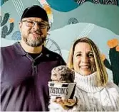  ?? ?? U-T FILE
ANA RAMIREZ Chris and Sarah Wynn stand in their family-owned Wynston’s Ice Cream shop in San Marcos.