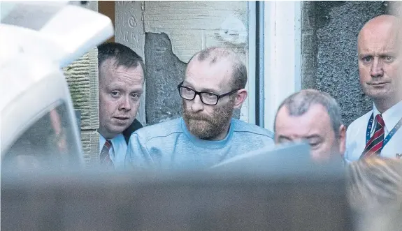  ??  ?? Andrew Morris leaving court. The Perthshire man has admitted to killing his son and attempting to murder a girl.