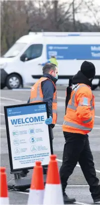  ?? Andrew Teebay ?? ● Mobile testing unit being set up in Southport