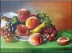  ??  ?? An Oil on Canvas Painitng - A Colorful Detailed Still Life by E. S. Reeser