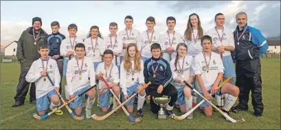  ??  ?? Skye Under-14s pictured with the North Division One league trophy after the 2-2 draw with Fort William at An Aird last Saturday. Photo: Alba Photos