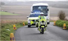  ??  ?? Diamond Princess evacuees depart from Boscombe Down by coach, heading for quarantine, following a repatriati­on flight from Tokyo. Photograph: Chris J Ratcliffe/Getty Images