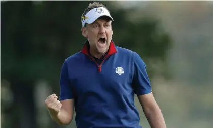  ?? Photograph: Tom Jenkins/The Guardian ?? Ian Poulter, pictured playing for Europe during the 2018 Ryder Cup, has launched a staunch defence of the European Tour.