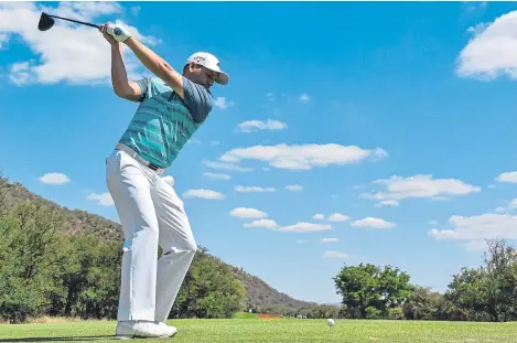  ?? Picture: Getty. ?? Nedbank Golf Challenge first round leader Sergio Garcia tees off on the 15th hole in Sun City.