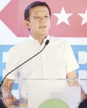  ??  ?? Chiz Escudero: “We have to come up with a faster Internet connection for businesses. We also need to pass a law that allows oneperson corporatio­ns. Taxes also need to be lowered so local businesses can become competitiv­e in Asia and the ASEAN region.”