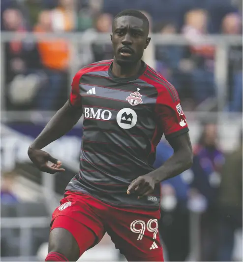  ?? JEFF DEAN / THE CANADIAN PRESS / AP ?? Toronto FC forward Prince Owusu scored twice against Charlotte FC on Saturday but the Reds still lost 3-2
after committing more unforced errors — a common theme in the club’s last three games.