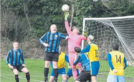  ?? ?? Ivy Legends Over-40s (blue/black) in action against Billingham The Lion at Wearmouth CW Ground, last weekend.