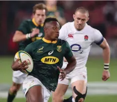  ??  ?? ALREADY A HANDFUL: Bok wing S’busiso Nkosi’s all-round game has made watchers sit up and take notice after only two Tests.