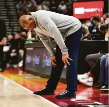  ?? Rick Bowmer / Associated Press ?? Philadelph­ia 76ers coach Doc Rivers reacts as his team struggled on the road Tuesday against the Utah Jazz.