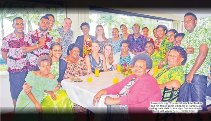  ?? Picture: SOPHIE RALULU ?? Australian High Commission­er John Feakes and his family meet villagers of Tamavua during their visit to the High Commission in Suva last week.