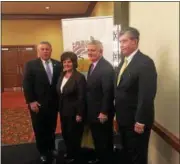  ??  ?? Pictured from left to right is Assemblyma­n John McDonald, Senator Kathleen Marchione, Rensselaer County Chamber President Michael O’Sullivan, and Senator Neil Breslin after the panel discussion.