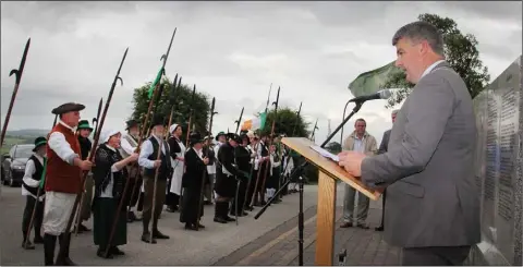  ??  ?? Enniscorth­y Municipal District chairman, Cllr Oliver Walsh, addressing the Longest Day commemorat­ion on Vinegar Hill.