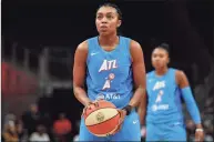  ?? Icon Sportswire via Getty Images ?? Atlanta’s Renee Montgomery, a former UConn standout, protested Dream owner Kelly Loeffler’s opposition to the Black Lives Matter movement.