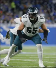  ?? DUANE BURLESON — THE ASSOCIATED PRESS ?? Eagles offensive tackle Lane Johnson won’t be donning the dog mask this weekend as he did during the Birds Super Bowl run four years ago.