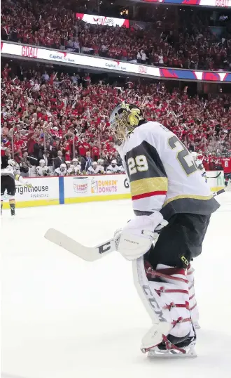  ?? GETTY IMAGES ?? Golden Knights goalie Marc-Andre Fleury looks tired and his team is under siege, but he’ll have to regain his form if Vegas hopes to rebound from three straight losses to the Capitals in the Stanley Cup final.