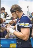  ?? Gina Ferazzi Los Angeles Times ?? JOEY BOSA at Chargers training camp in Costa Mesa in July.