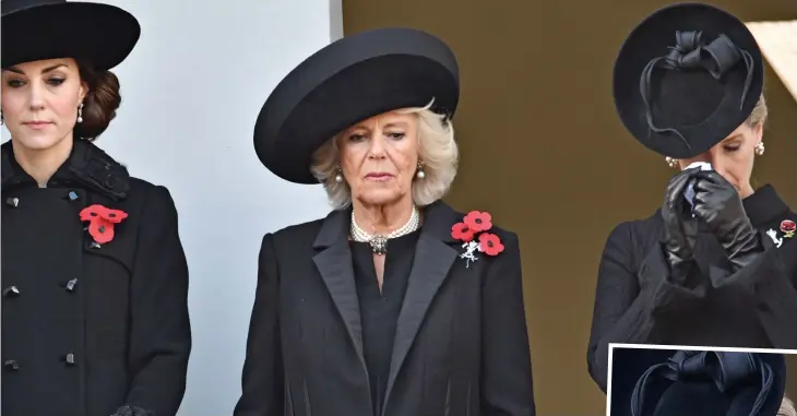  ??  ?? Royal remembranc­e: The Duchess of Cambridge, the Duchess of Cornwall and the Countess of Wessex yesterday