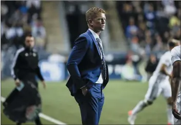  ?? MATT ROURKE — THE ASSOCIATED PRESS ?? Jim Curtin, seen in a game against Portland last season, said he is proud of the active role many of his players have taken in the fight against racism.