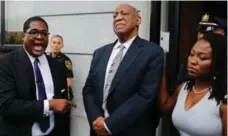  ?? EDUARDO MUNOZ ALVAREZ/AFP/GETTY IMAGES ?? Andrew Wyatt, spokespers­on for Bill Cosby, speaks to the media after a mistrial was declared on Saturday, the sixth day of jury deliberati­ons.