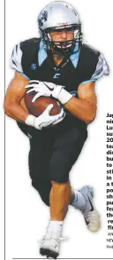  ?? JUAN ANTONIO LABRECHE NEW MEXICAN FILE PHOTO ?? Jaguars running back Luke Padilla surpassed the 200-yard plateau twice in district play, but he’s about to face his stiffest test in Los Lunas, a team that posted five shutouts and pushed undefeated Belen to the brink in the regular season finale.