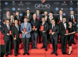  ??  ?? Winners at the 2018 Grand Prix d’Horlogerie de Genève
Opposite page
Audemars Piguet Royal Oak Selfwindin­g Perpetual Calendar Ultra-Thin, winner of the “Aiguille d’Or” Grand Prix at GPHG 2019