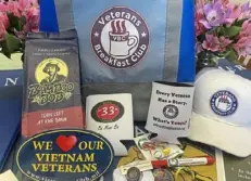  ?? Veterans Breakfast Club photos ?? The contents of a welcome home bag given to Vietnam War veterans by the Veterans Breakfast Club.