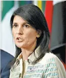  ?? MARY ALTAFFER/AP ?? La embajadora Nikki Haley