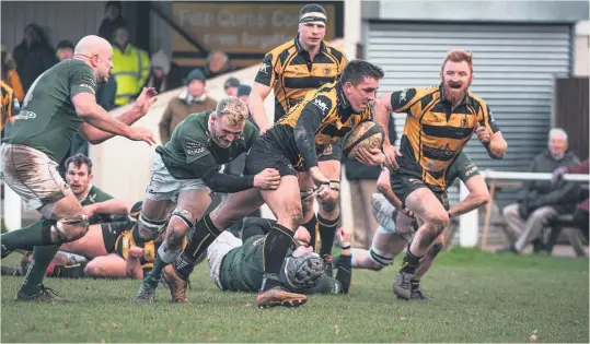  ??  ?? Hinckley RFC in action on Saturday. Pictures: Oli Adams