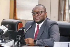  ?? ?? The Minister of Informatio­n, Publicity and Broadcasti­ng Services, Dr Jenfan Muswere, addresses journalist­s during a post-Cabinet media briefing in Harare