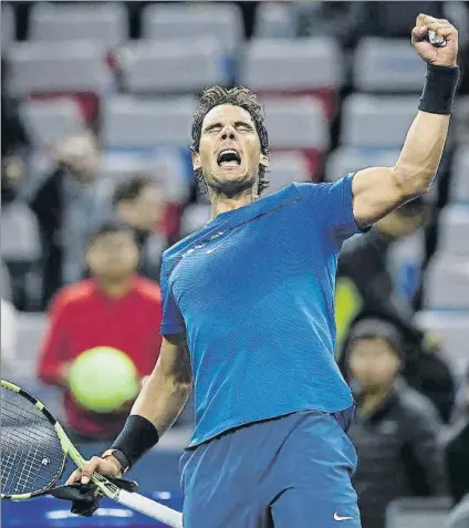  ?? FOTO: GETTY ?? Rafa Nadal, dos horas y media después pudo celebrar la victoria ante Grigor Dimitrov en un partido tan intento como brillante