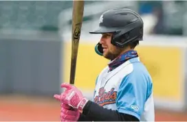  ?? MATT BUTTON/BALTIMORE SUN MEDIA ?? Hitting .524 with a 1.529 OPS and even strikeout-to-walk ratio gave Colton Cowser, Baltimore’s sixth-ranked prospect, a batting line of .342/.491/.683 with seven home runs and 23 strikeouts against 19 walks in his first 24 games in Double-A.