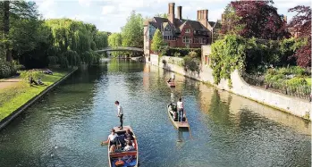  ??  ?? One of the best ways to see the University of Cambridge is by punting on the River Cam.